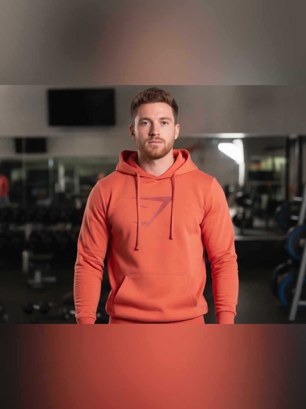Gymshark Sharkhead Infill Hoodie in Orange. Size Small